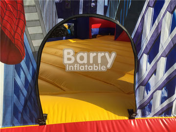 Castillo de salto combinado inflable modificado para requisitos particulares del hombre araña del tamaño con la diapositiva para el parque del parque zoológico
